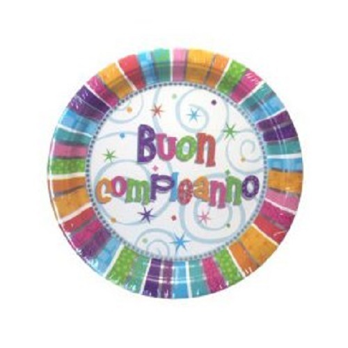 Piatti carta buon compleanno - 8,
