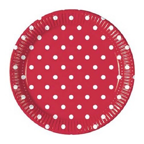 Piatti pois rosso cm - 10,